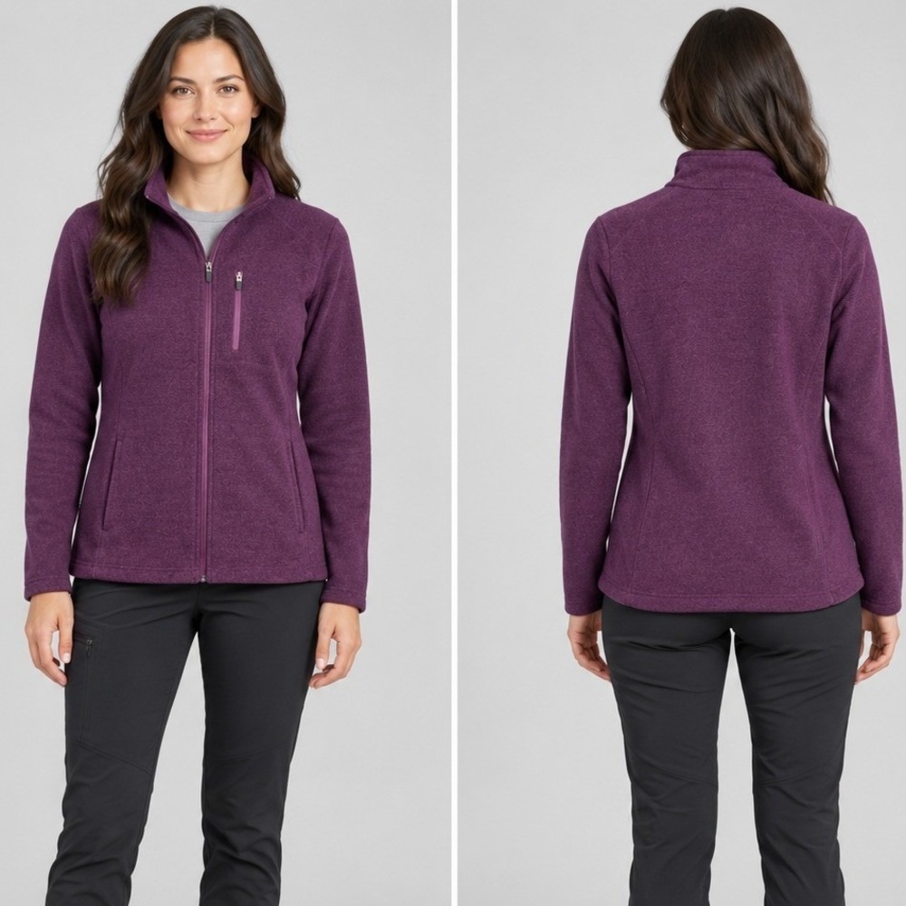 Duluth Trading Park Point Fleece Jacket Women's Large Purple Zip Up Chest Pocket